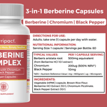 Nutripact Berberine Complex Capsules nutritional information label showing ingredients and serving size