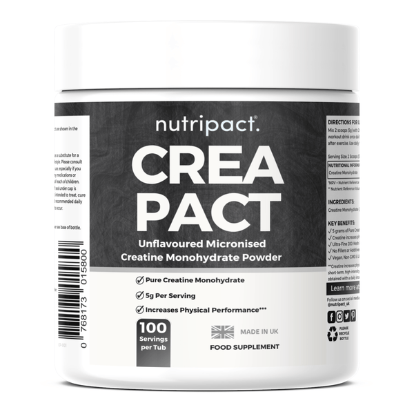 Nutripact Creatine Monohydrate Powder supplement container on a white background