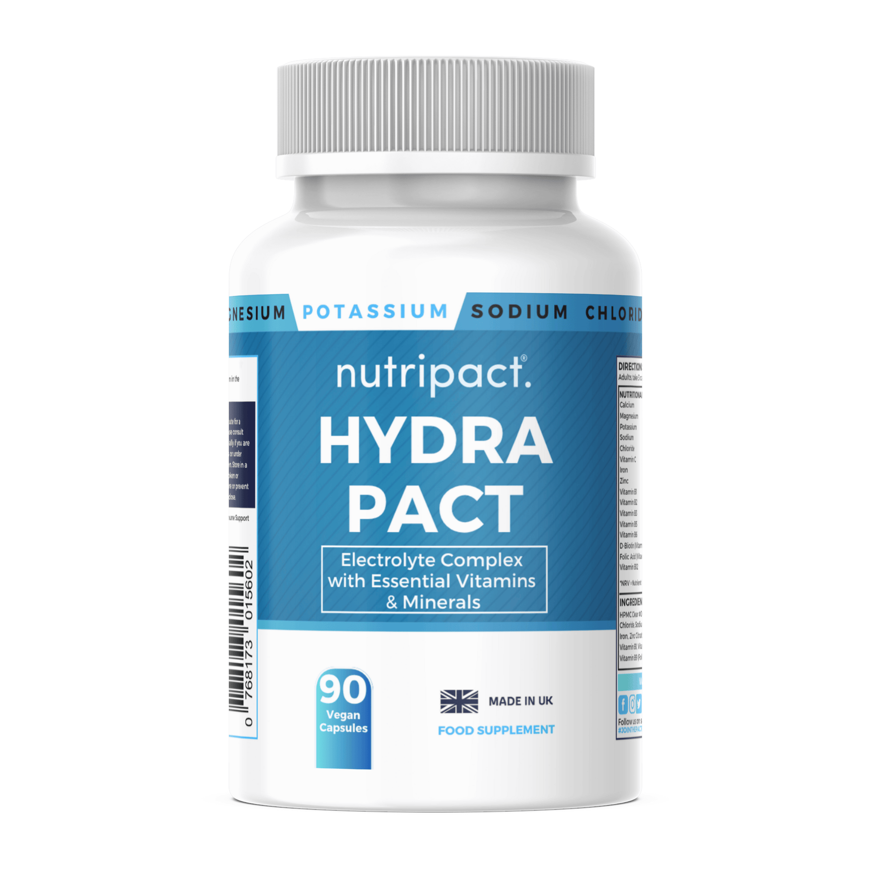 Nutripact Electrolyte Complex Capsules supplement bottle on a white background
