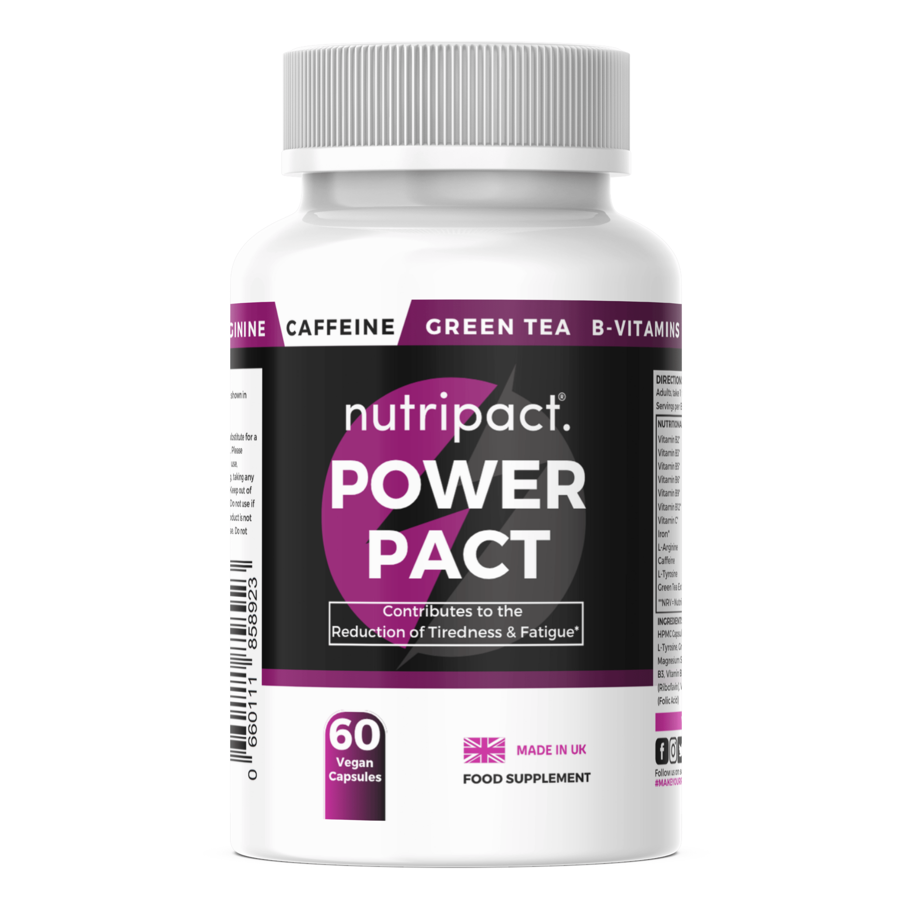 Nutripact Energy Complex Capsules supplement bottle on a white background