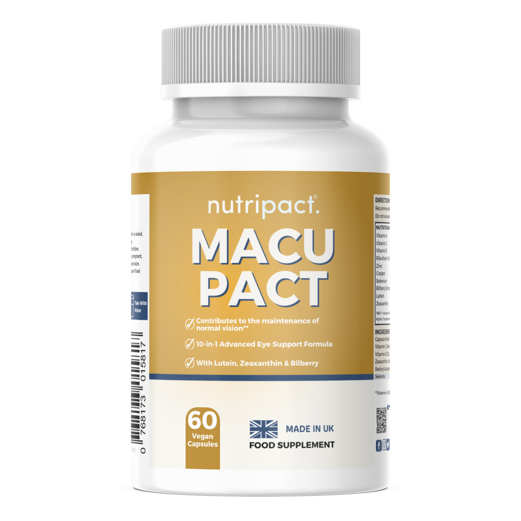 Nutripact Eye Support Complex Capsules supplement bottle on a white background