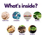 Nutripact Fibre Complex Capsules key ingredients: Psyllium Husk, L.Acidophilus, Inulin, Aloe Vera, Ginger, Black Pepper & Fenugreek