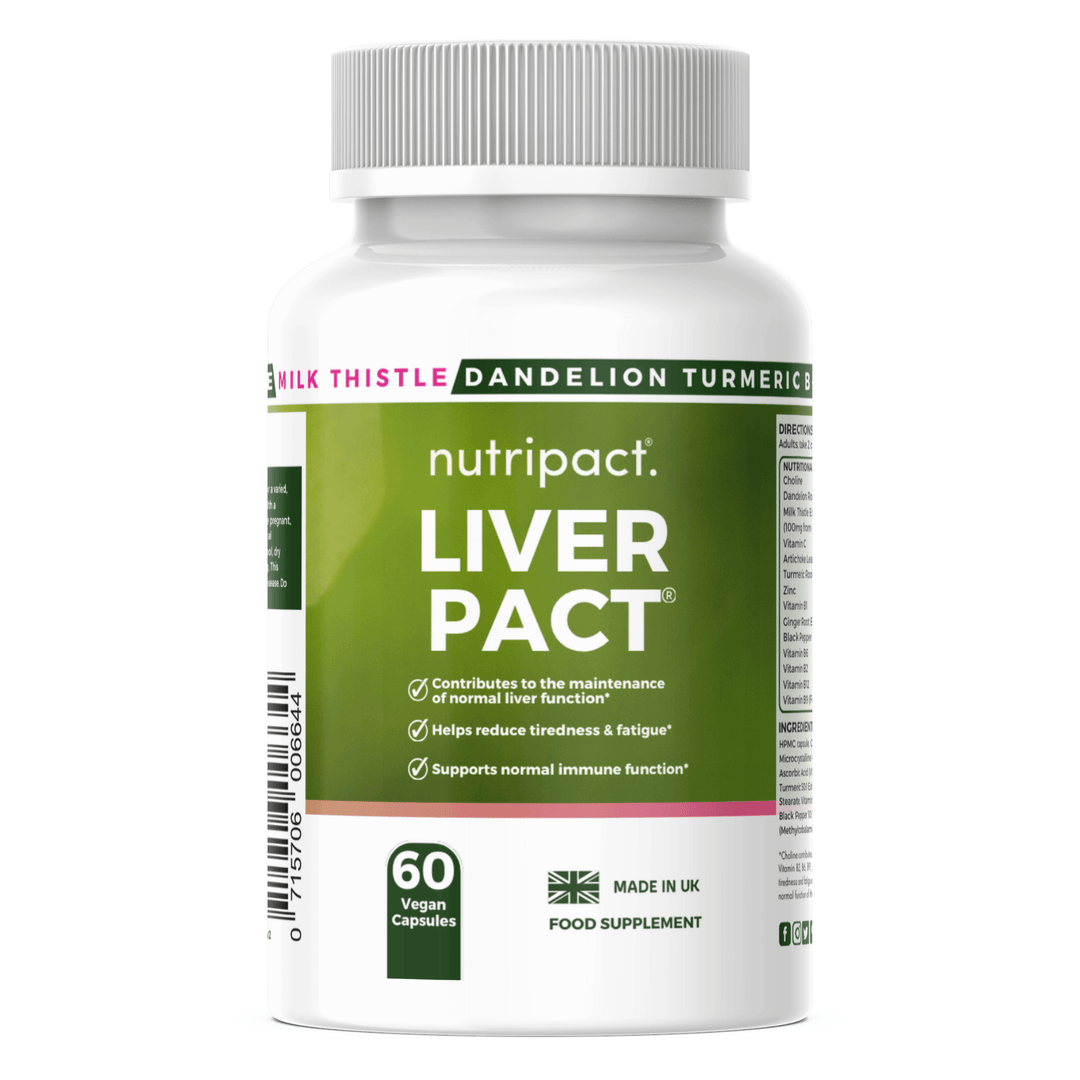 Nutripact Liver Support Complex Capsules supplement bottle on a white background