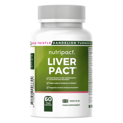 Nutripact Liver Support Complex Capsules supplement bottle on a white background