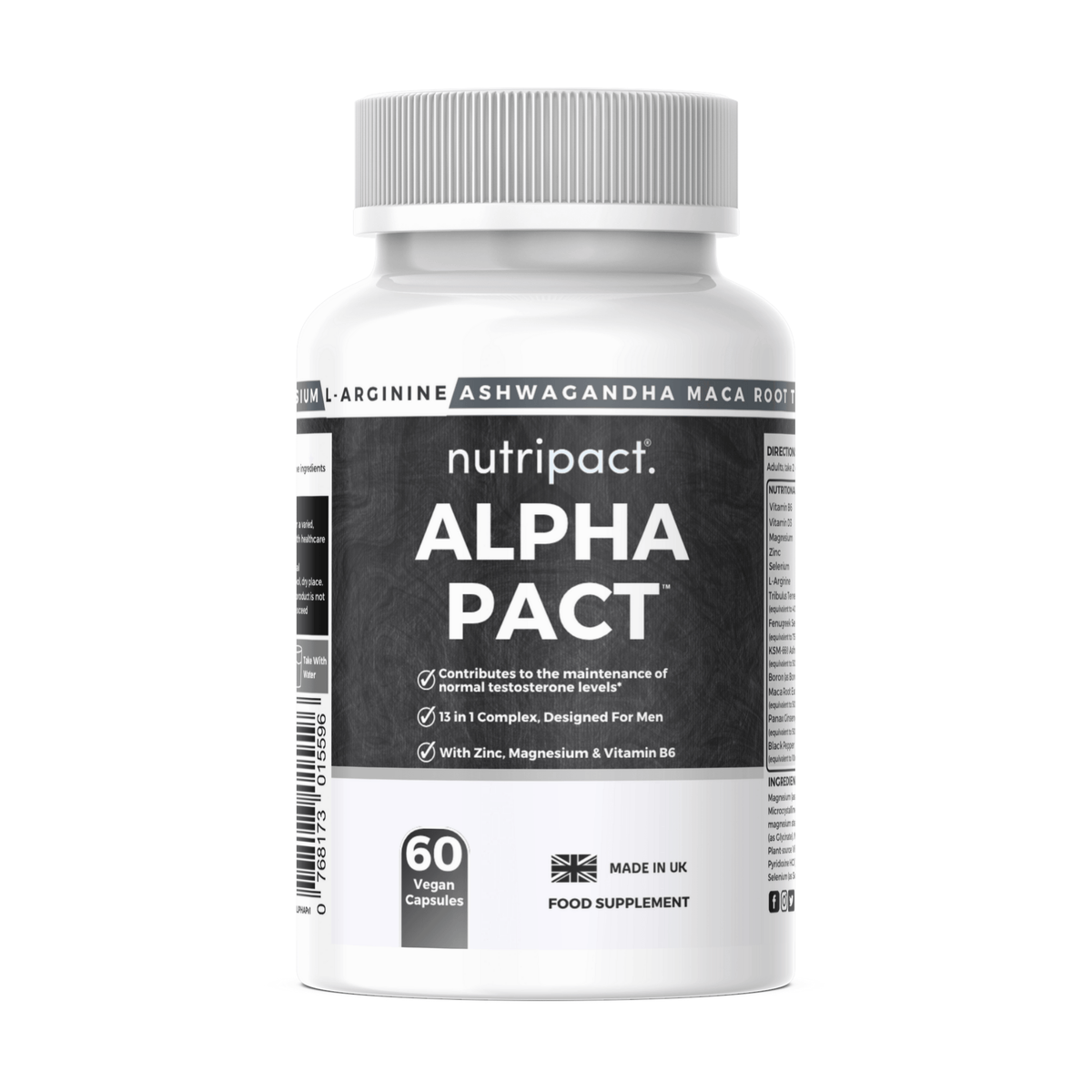 Nutripact Male Vitality Capsules supplement bottle on a white background