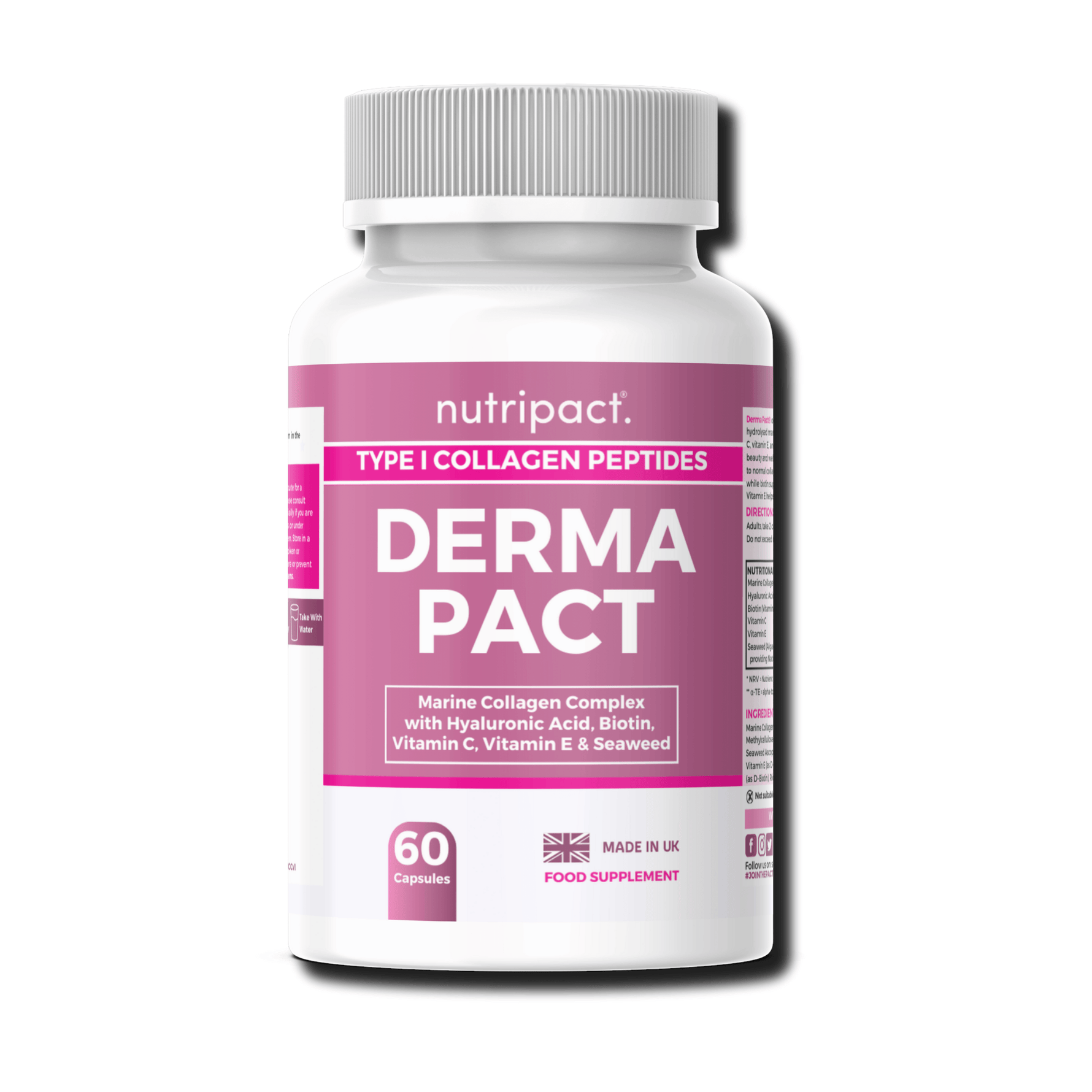 Nutripact Marine Collagen Complex Capsules supplement bottle on a white background