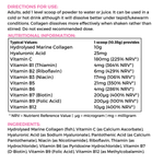 Nutripact Marine Collagen Powder Complex nutritional information label showing ingredients and serving size