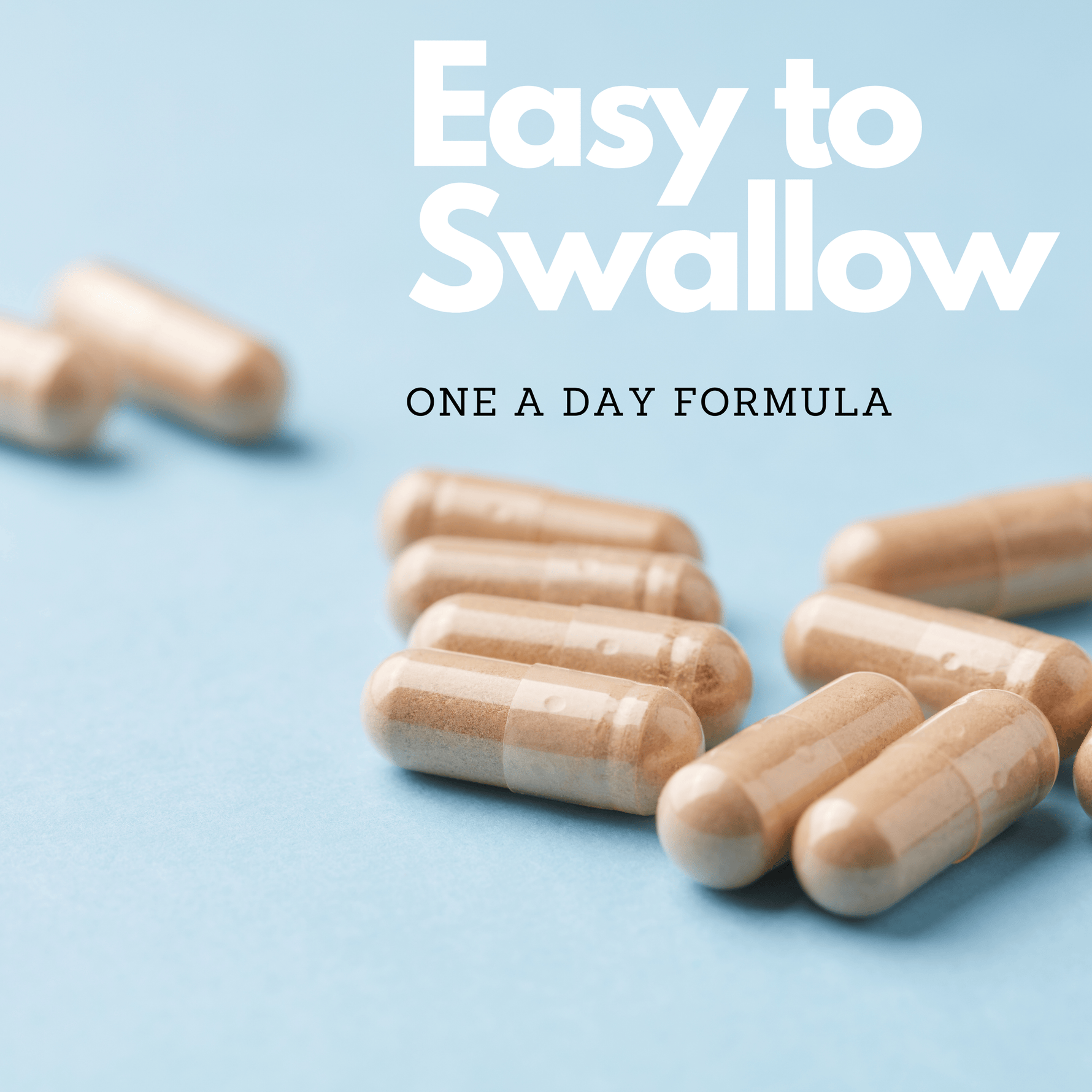 Nutripact Mushroom Complex Capsules against a blue background with promotional text - Easy to Swallow, One A Day Formula