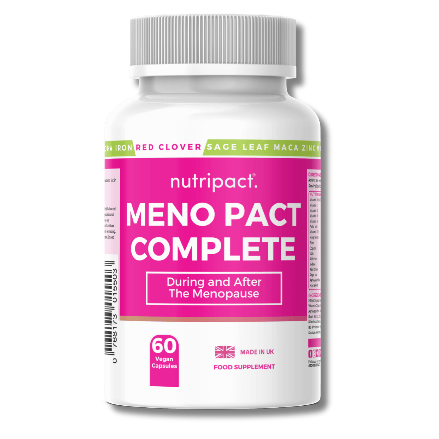 Nutripact Perimenopause & Menopause Capsules supplement bottle on a white background