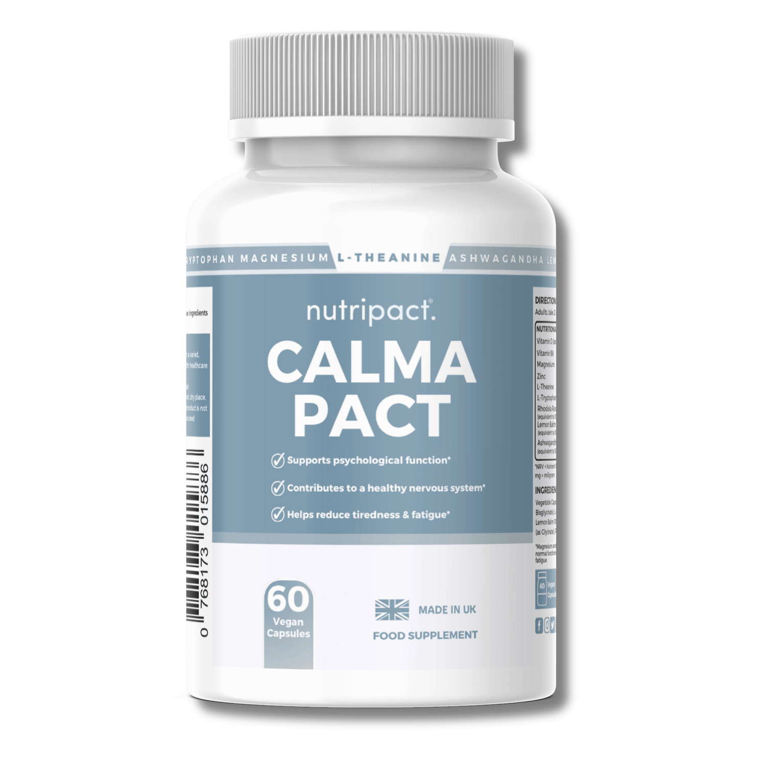 Nutripact Relaxation & Stress Support Capsules supplement bottle on a white background